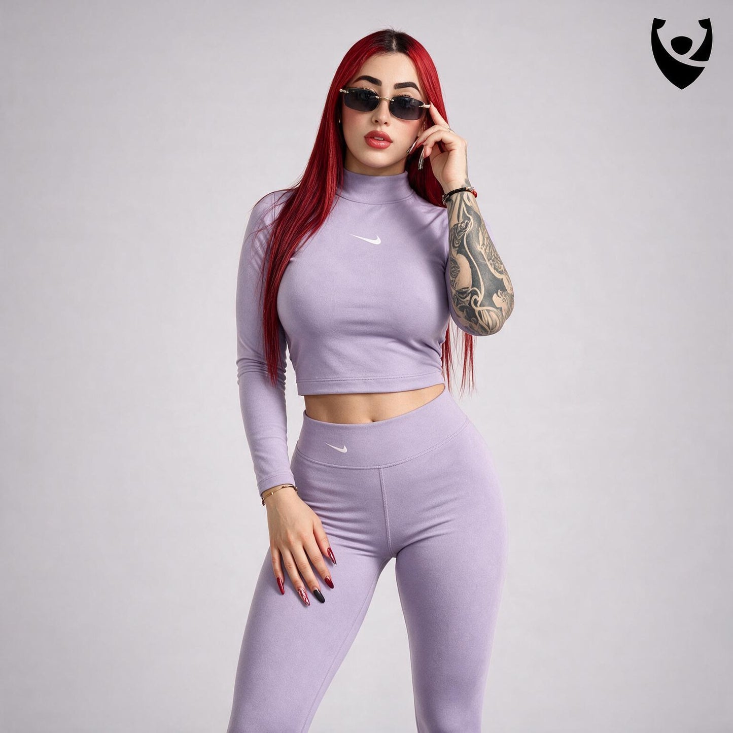 Buzo Y Leggins Nike Lila Talla M.