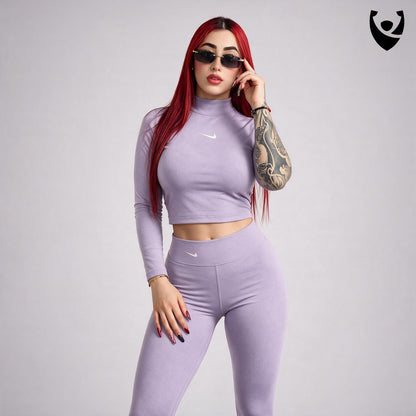 Buzo Y Leggins Nike Lila Talla M.
